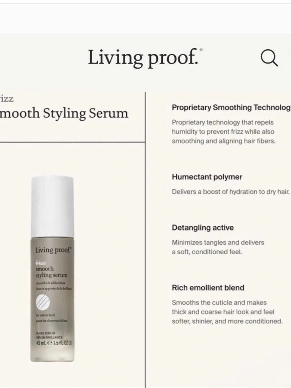 Living Proof Smooth Styling Serum Hair